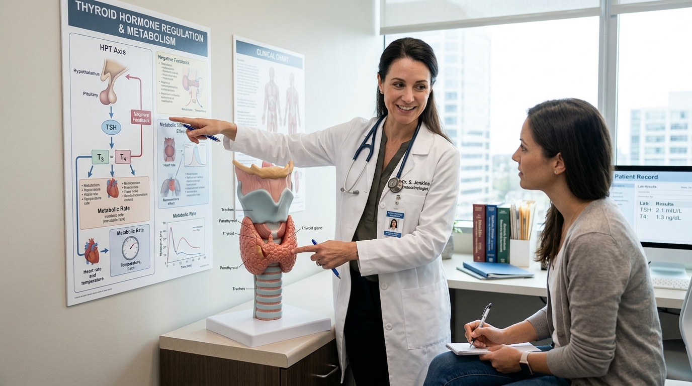 Clinical thyroid blood test reports and hormone balance chart